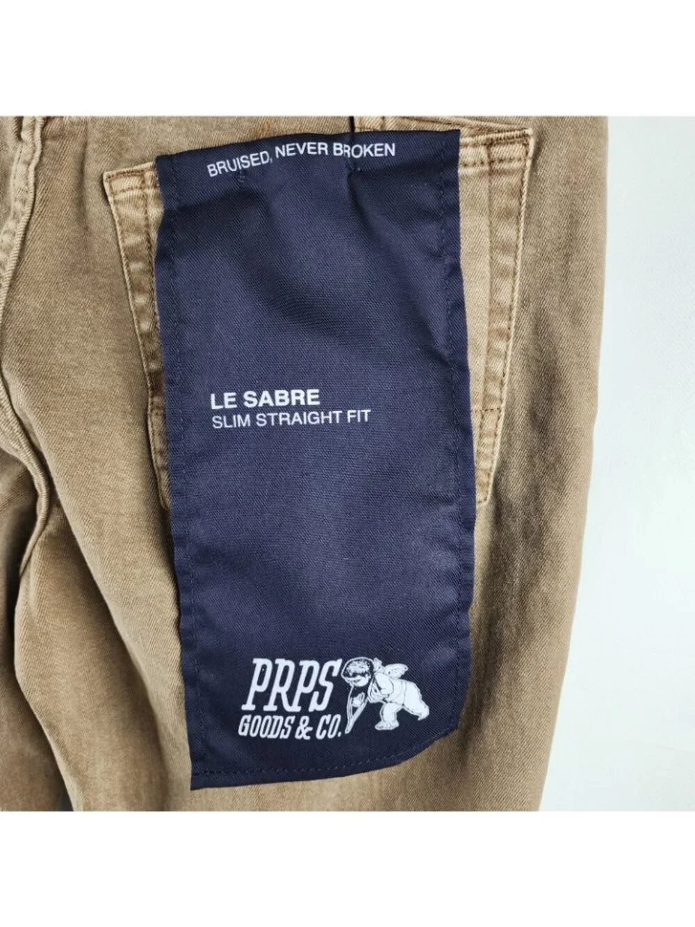 Prps Le Sabre Jeans Men 30x33 Brown Khaki Slim Straight Leg Japanese Denim NWT